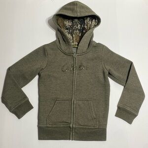 CABELAS Boys Youth Hoodie Sweatshirt Green Camo Size 4T Zip-Up Jacket
